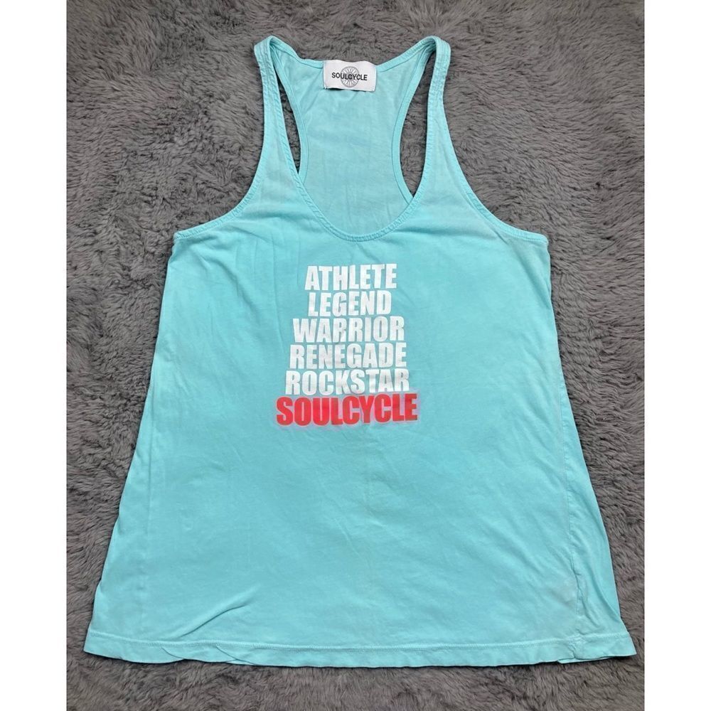Soulcycle mantra baby blue muscle tank top